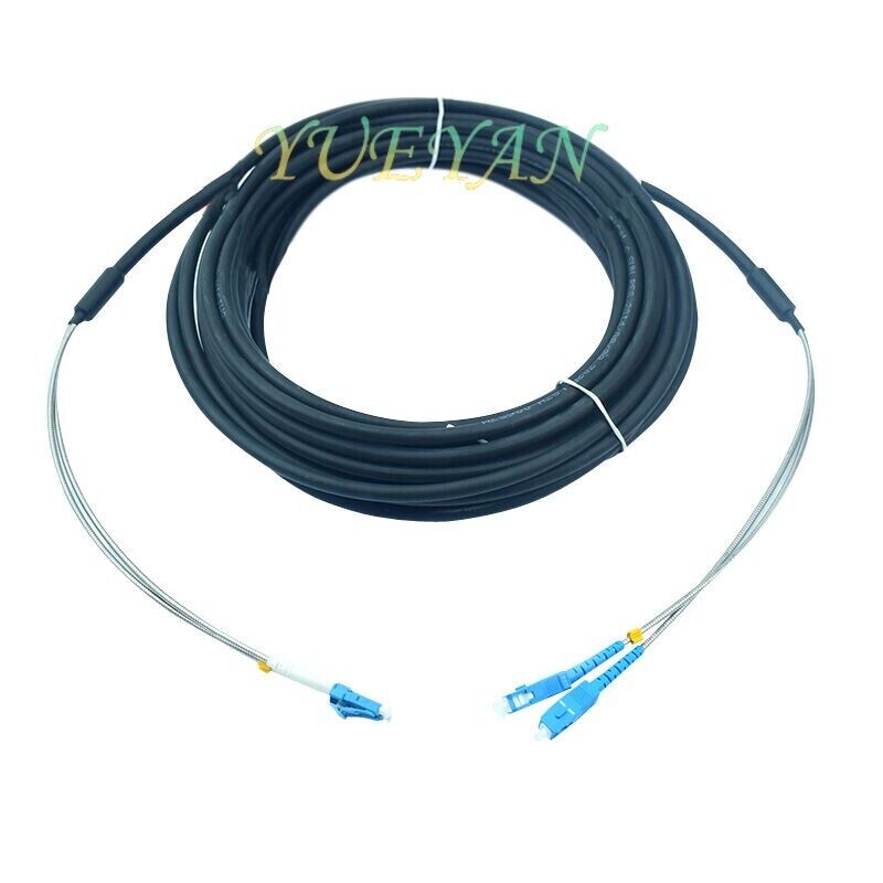 90M Outdoor Waterproof Field Fiber Patch Cord LC to SC SM 9/125  Duplex Cable