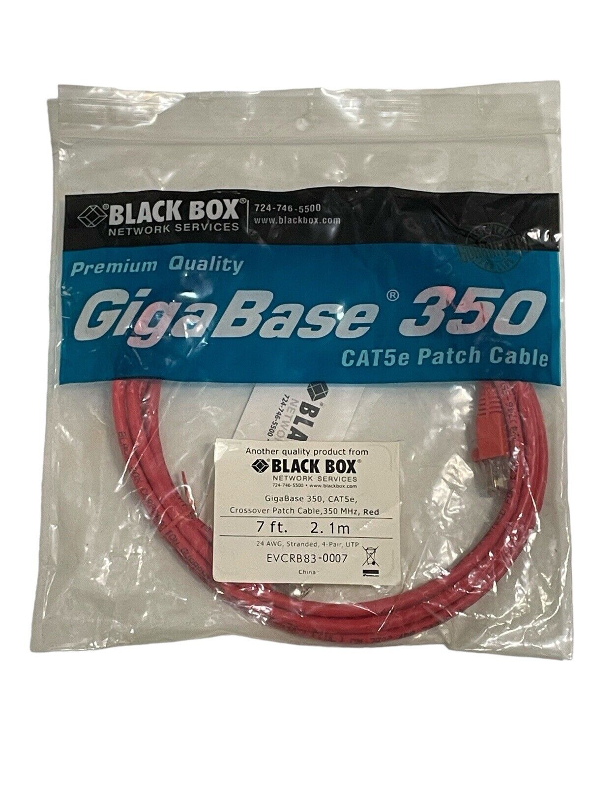 Black Box GigaBase 350 Patch Cable RJ-45 (M) 2.1m UTP CAT 5e Snagless Booted