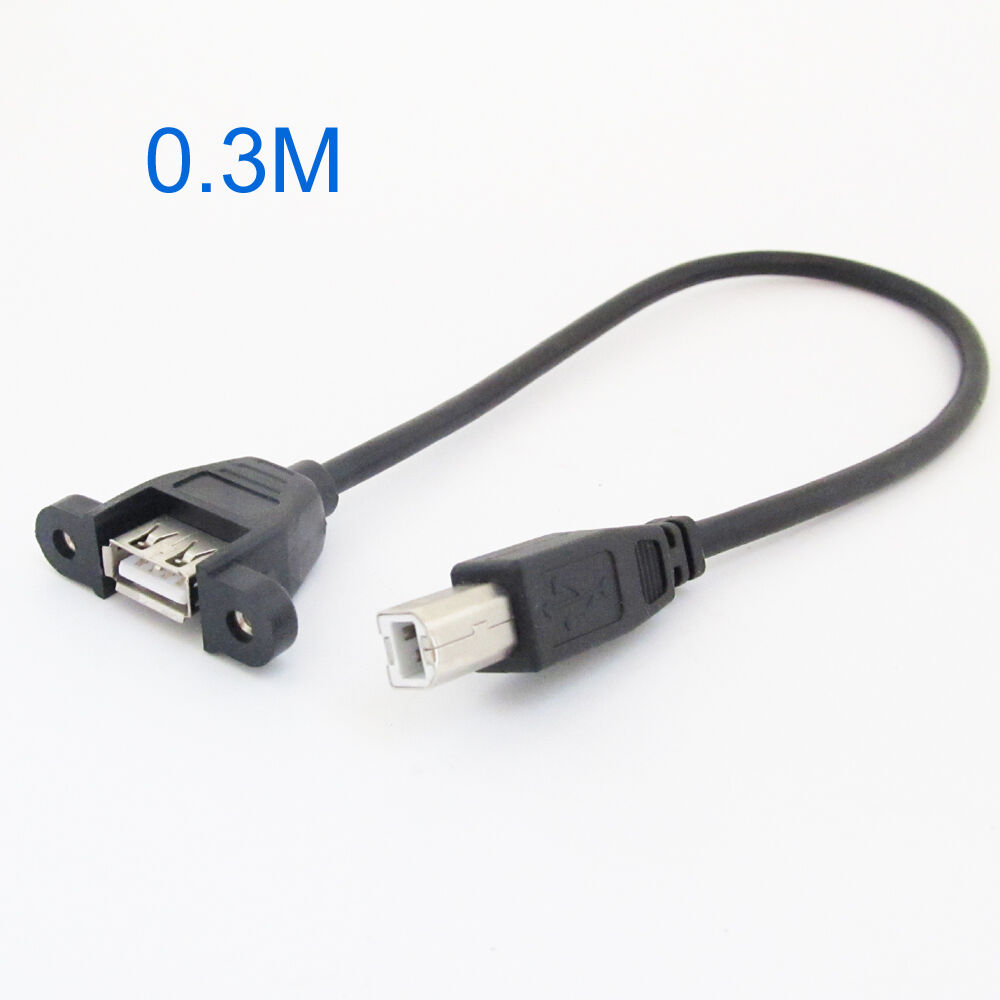 5pcs 30cm/1ft USB Female to Printer Scanner B Male Cable Cord Screw Lock Type