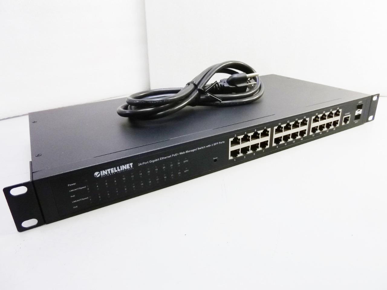 Intellinet 24-Port PoE+ Web-Managed Gigabit Ethernet Switch + 2 SFP Ports 560559