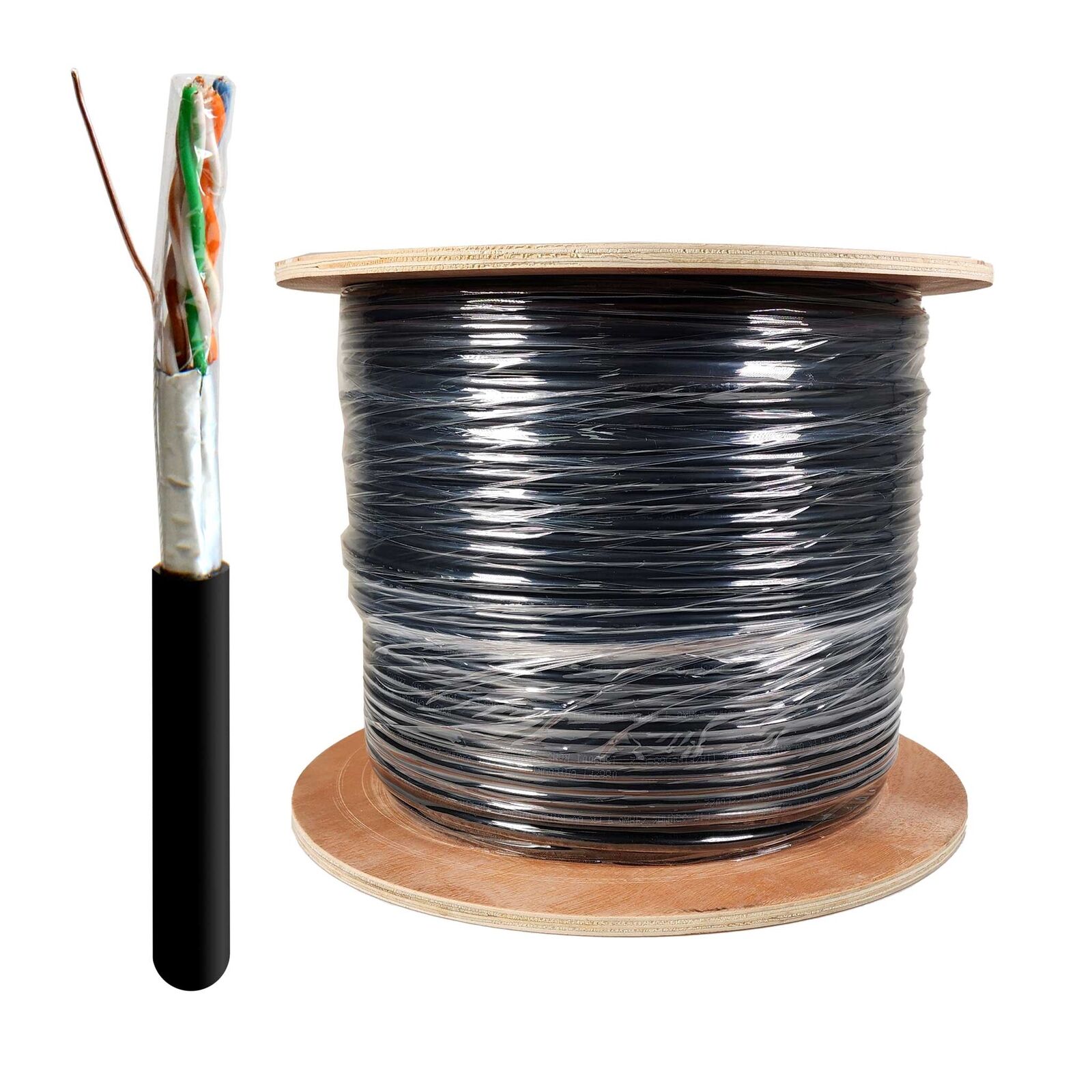 Cat5e STP/FTP Outdoor Shielded Ethernet Network UV Direct Burial 1000ft Cable