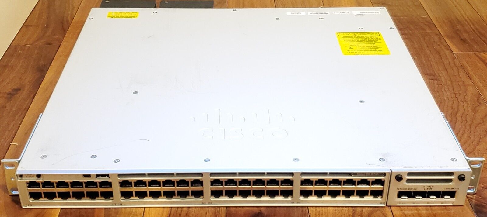 Cisco C9300-48P-E 48-Port Gig PoE Managed Switch C3850-NM-4-1G 2x PWR-C1-1100WAC