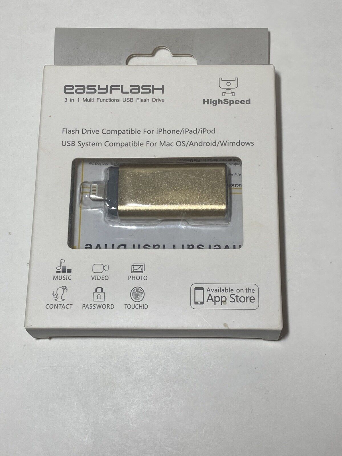Easyflash - 3 in 1 Multi Function USB Flash Drive - Gold- Open Box