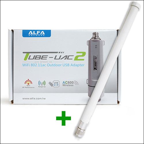 Alfa Tube-UAC2 802.11ac Dual Band long range USB adapter+ 9 dBi omni antenna kit