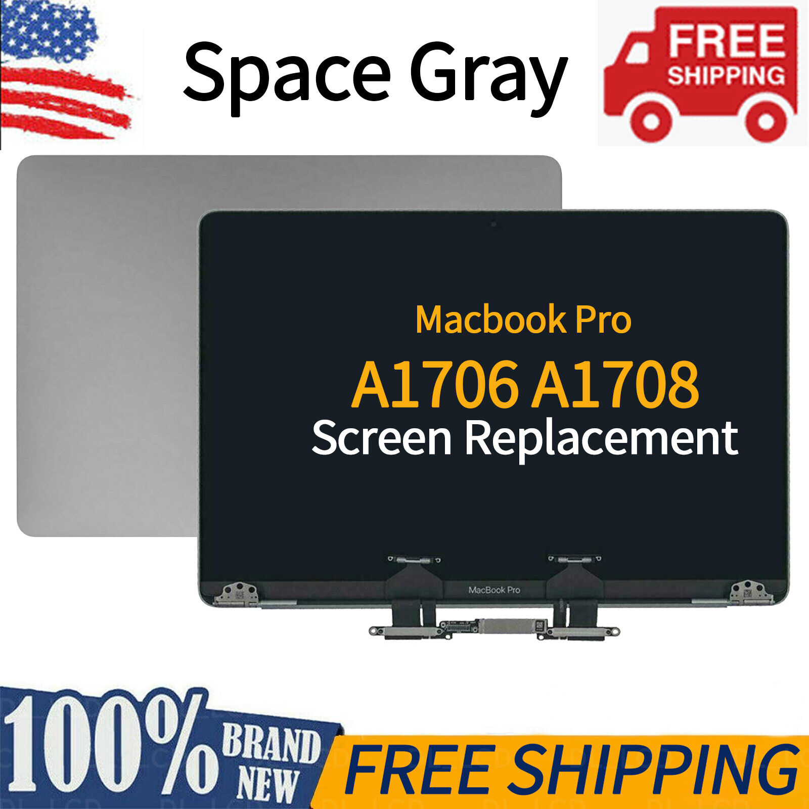 For MacBook Pro A1706 A1708 2016 2017 MPXQ2LL/A EMC3164 LCD Screen Assembly Gray