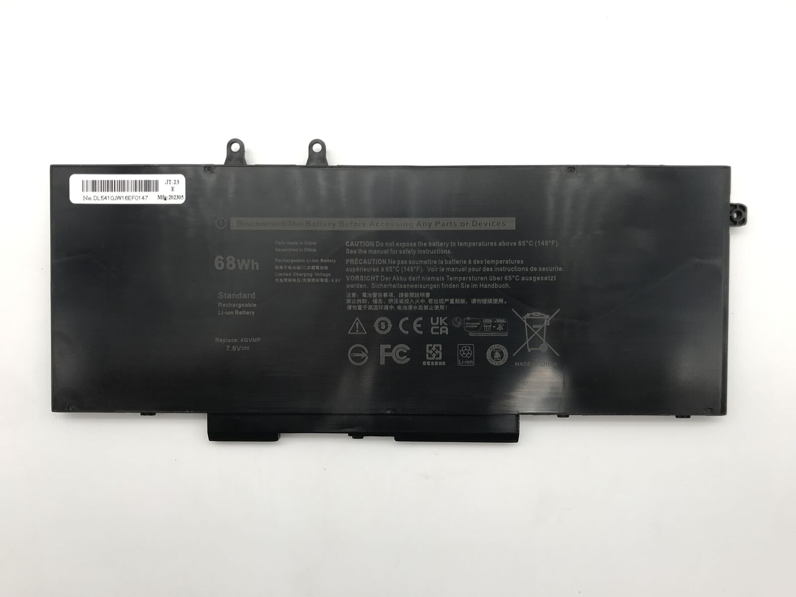 Replacement Battery for Dell Latitude Laptop 5410 5510 7.6V 68Wh 4GVMP 9JRYT
