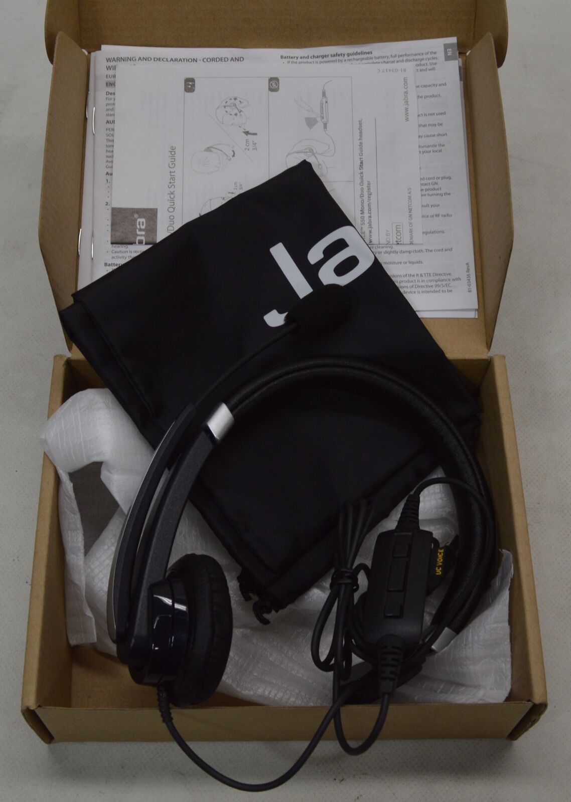 New Jabra Mono USB Headset Office UC Voice 550 HSC011 5593-829-209 w/ Carry Bag