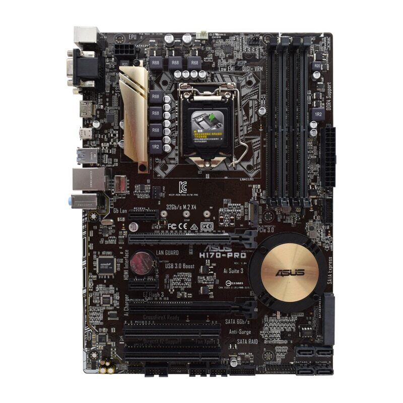 ASUS H170-PRO Motherboard ATX Intel H170 LGA1151 DDR4 64GB SATA3 M.2 HDMI VGA