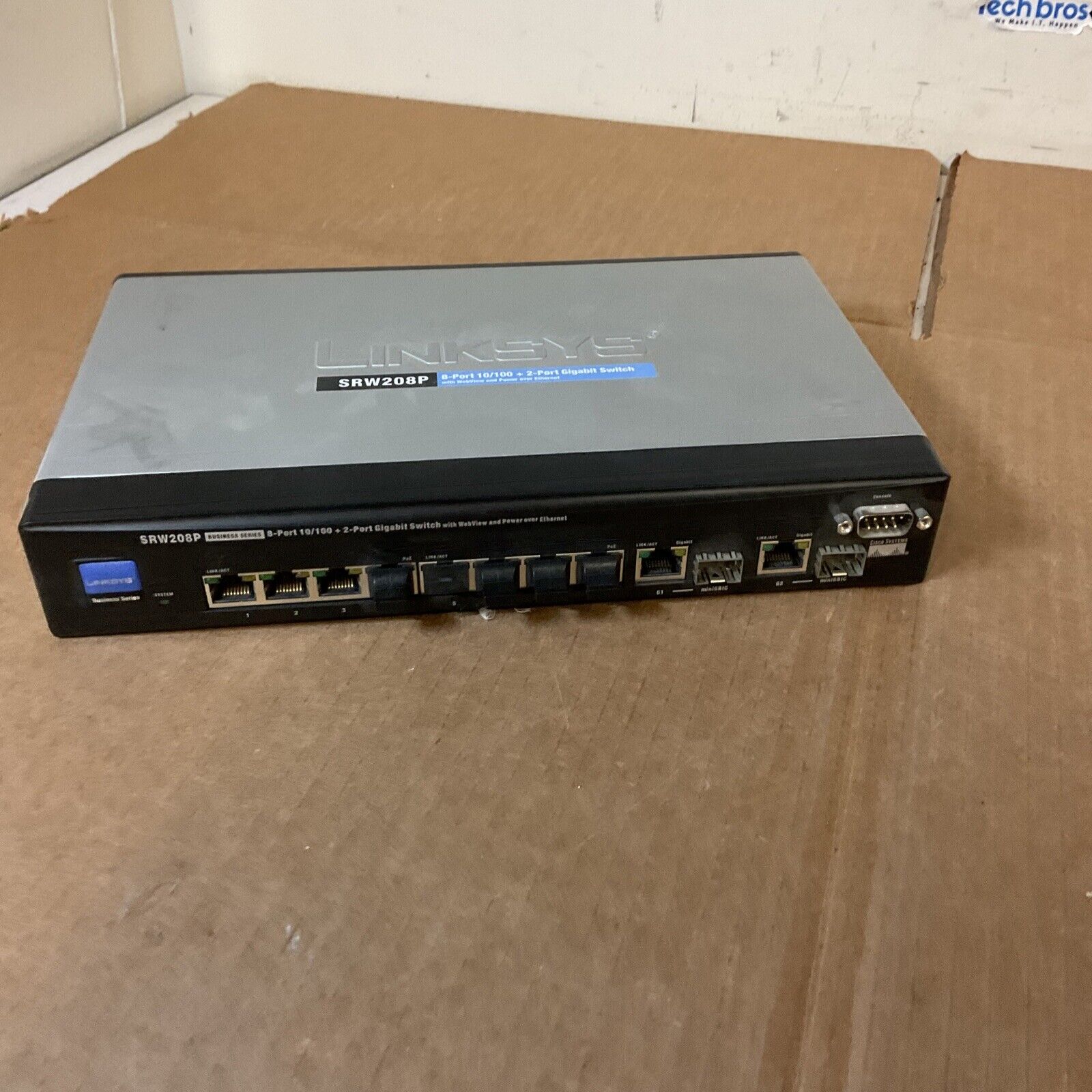 Linksys SRW208P 8-Port 10/100 + 2 Port Gigabit Switch (NO ADAPTER)