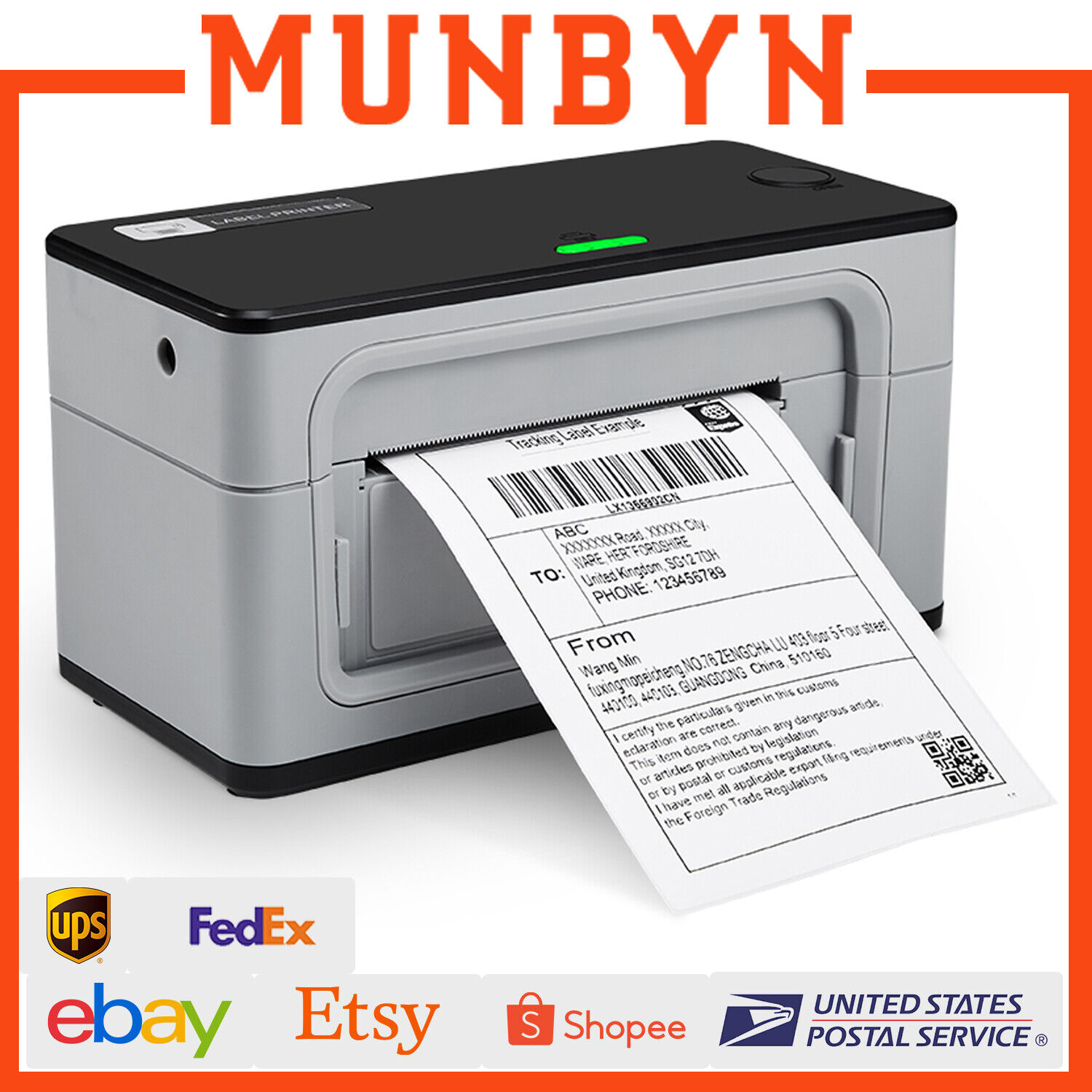MUNBYN Bluetooth USB 4x6 Thermal Shipping Label Printer for UPS USPS FedEx eBay