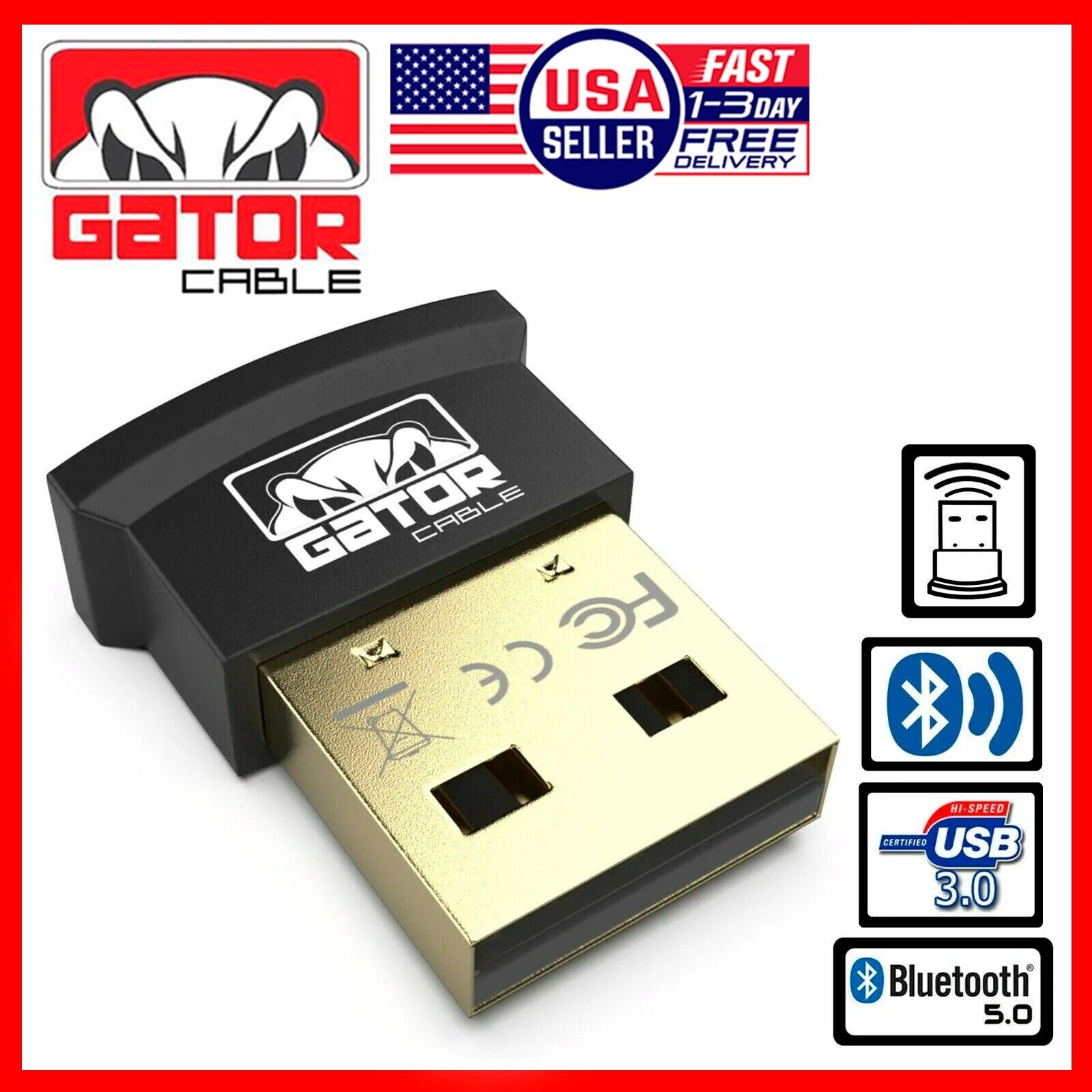 USB 3.0 Bluetooth 5.0 Adapter Dongle Receiver Wireless Audio Music TV PC MAC