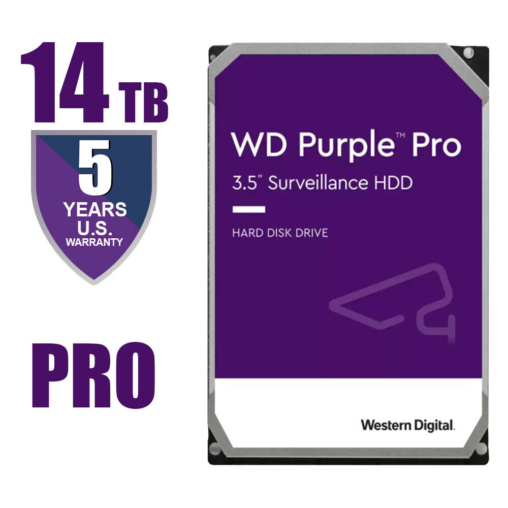 WD Purple PRO 14TB,Internal,7200 RPM,6Gb/512Mb 5 Yr(WD141PURP) Surveillance HDD