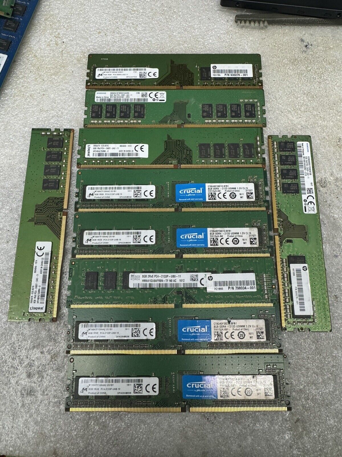 Crucial-Micron 8GB PC4-2400 PC4 19200 DDR4 2400MHz CL17 1.2V Desktop  9pcs Mix