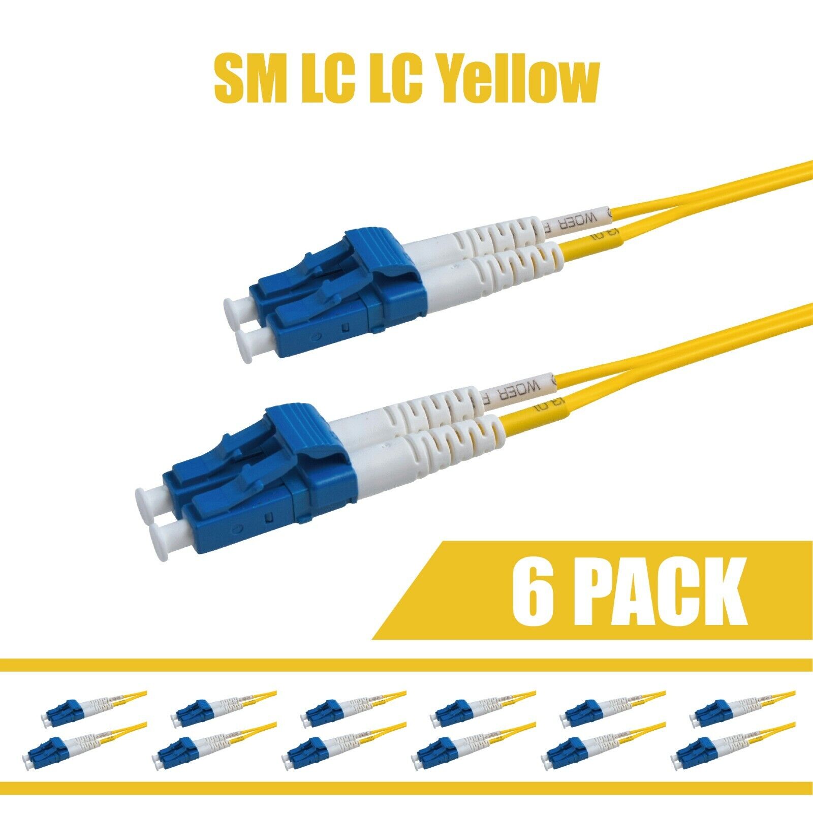 6-Pack 1 Meter Slim Singlemode Duplex LC to LC Fiber Optic Patch Cable