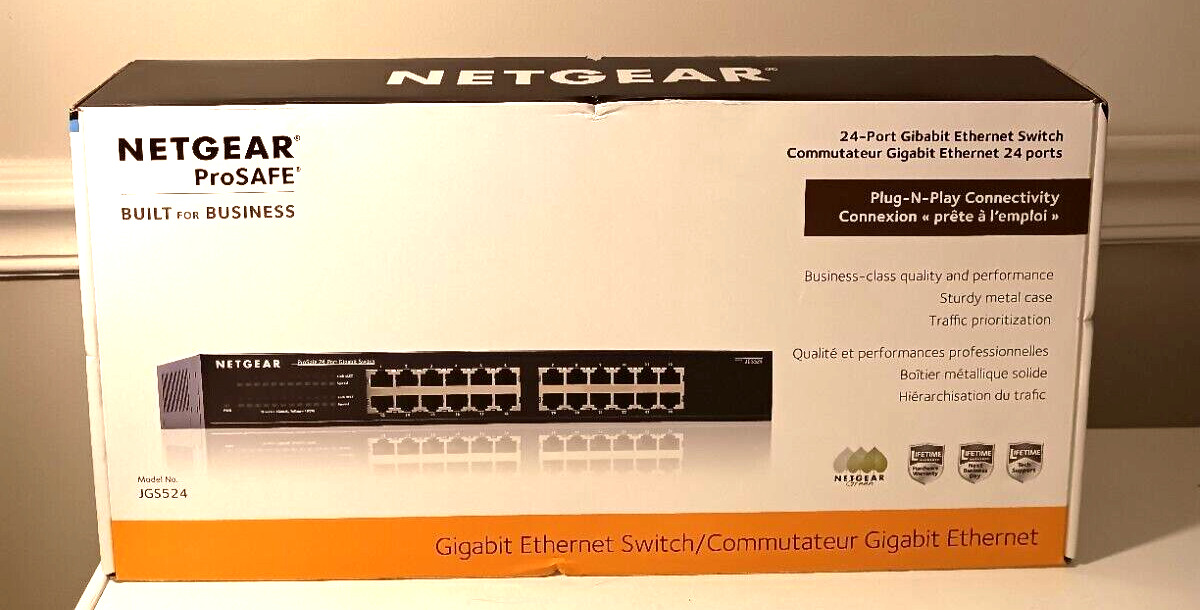 Netgear ProSAFE 24-Port Network Ethernet Switch 10/100/1000. NIB. FAST SHIPPING.