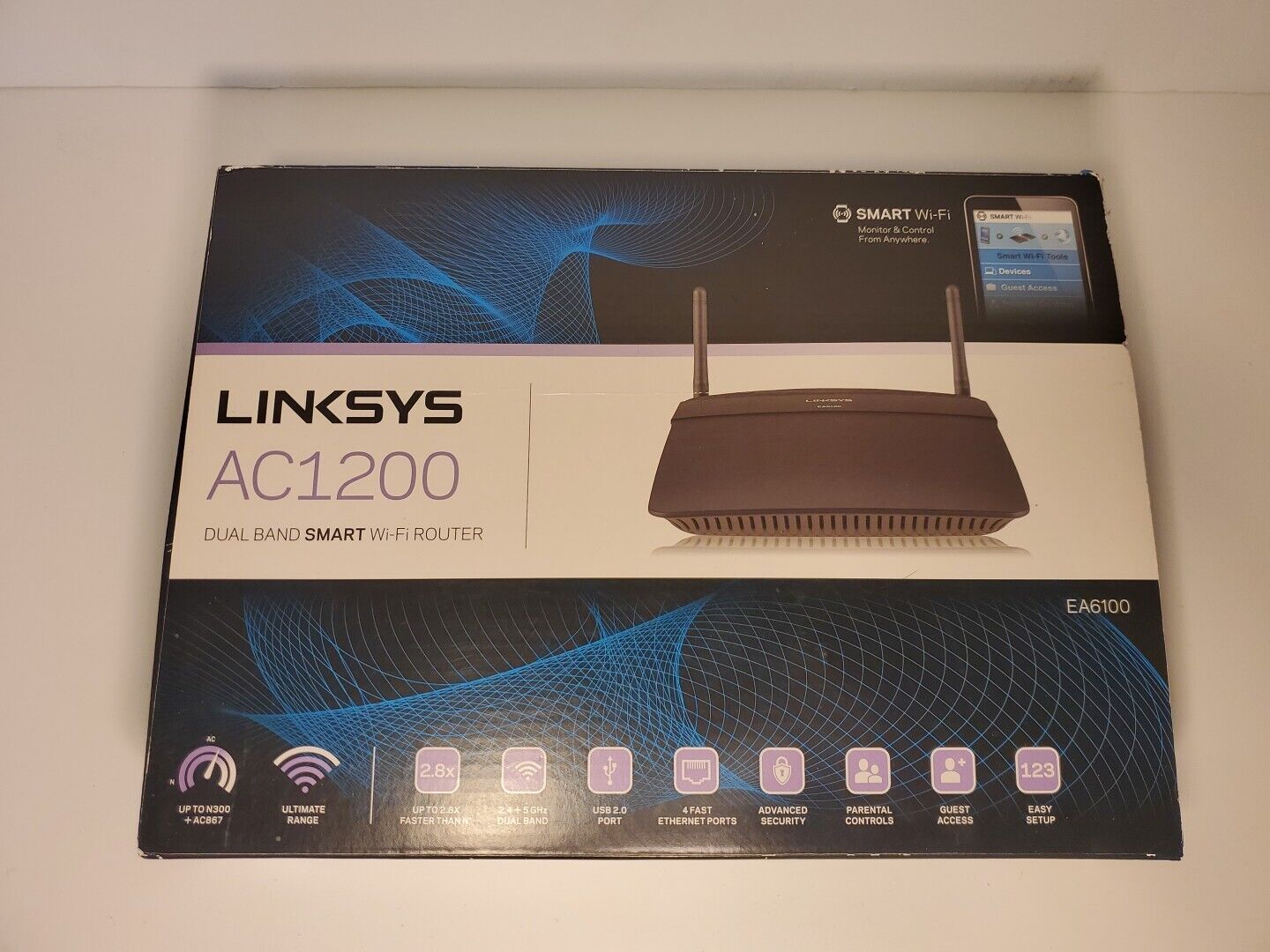 Linksys EA6100 AC1200 Dual-Band smart WiFi Router in Box