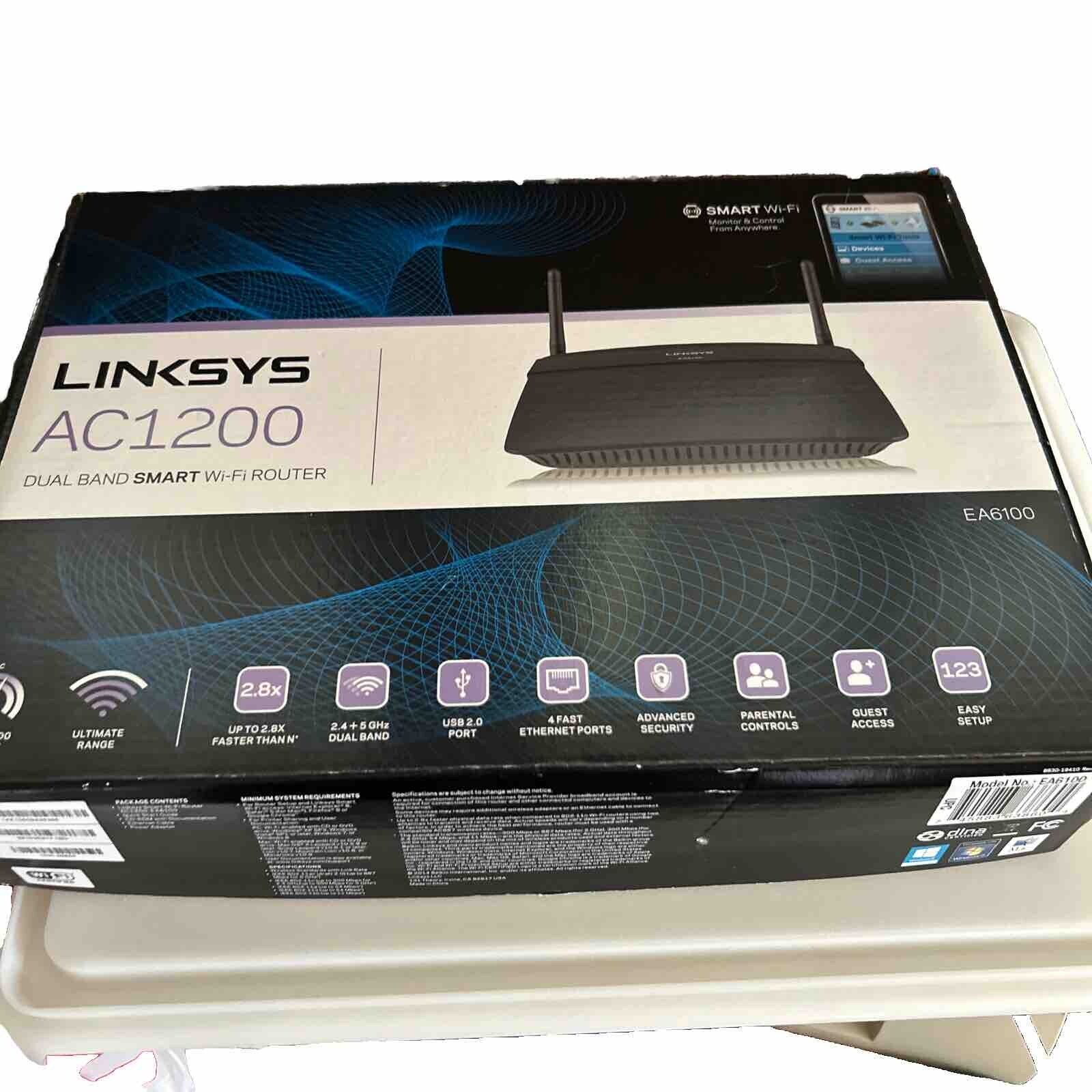 Linksys EA6100 AC1200 Dual-Band smart WiFi Router in Box