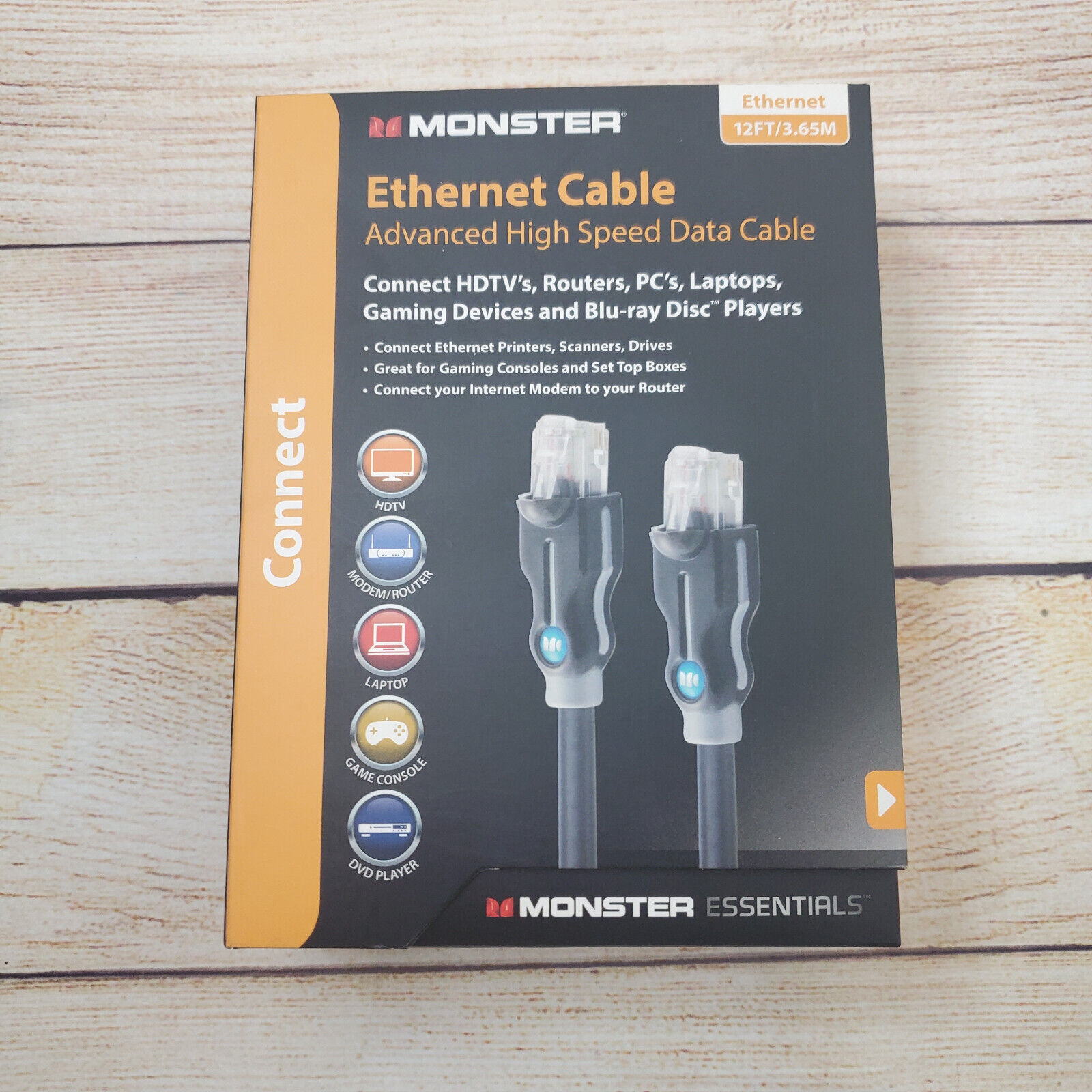 6 PACK Monster Cable High Speed CAT6 + CAT 6 + Ethernet Cable - 12' (3.66m)