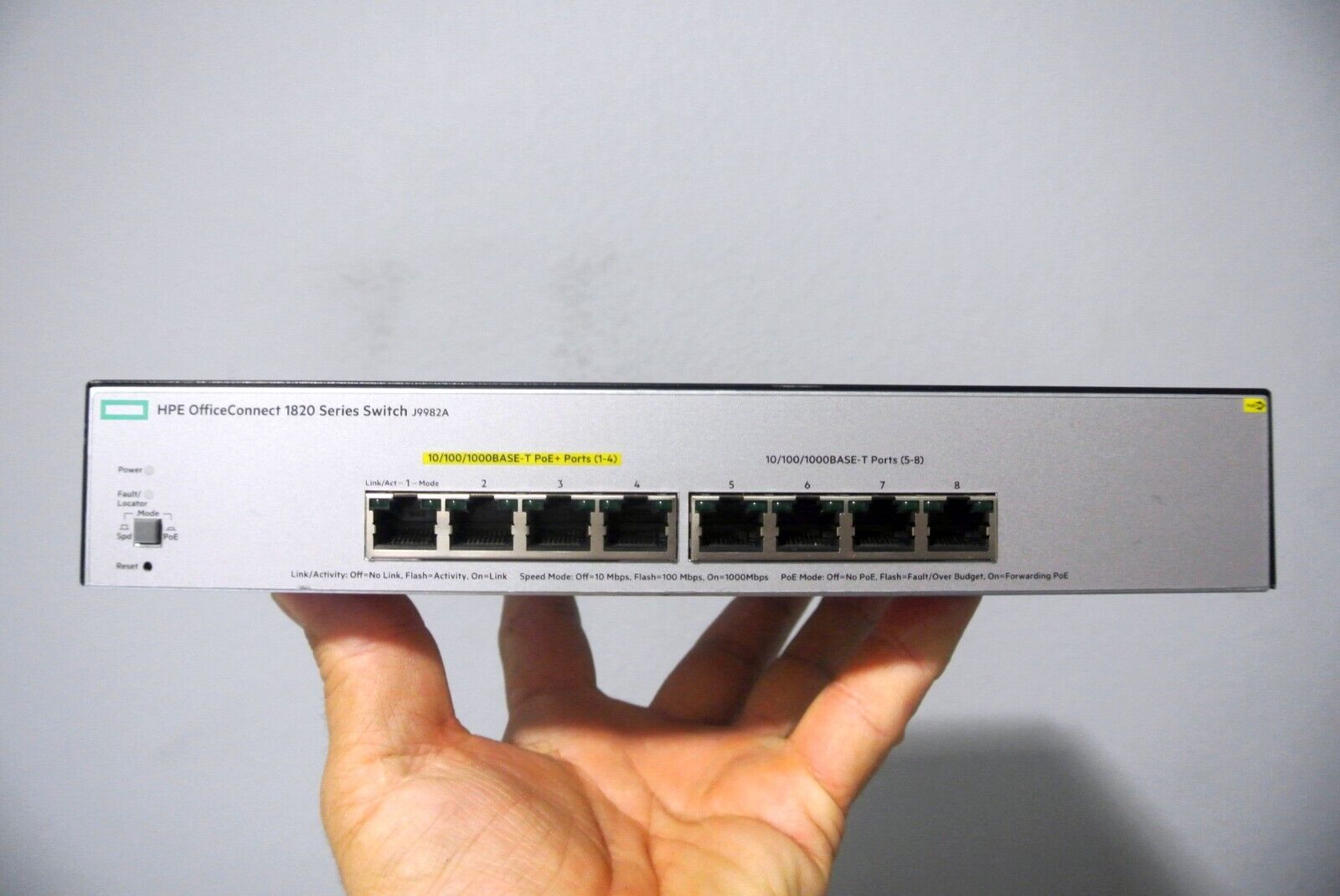 HPE 1820 8 PORT GIGABIT 4 PORTS POE+ J9982A MANAGED SWITCH ONLY