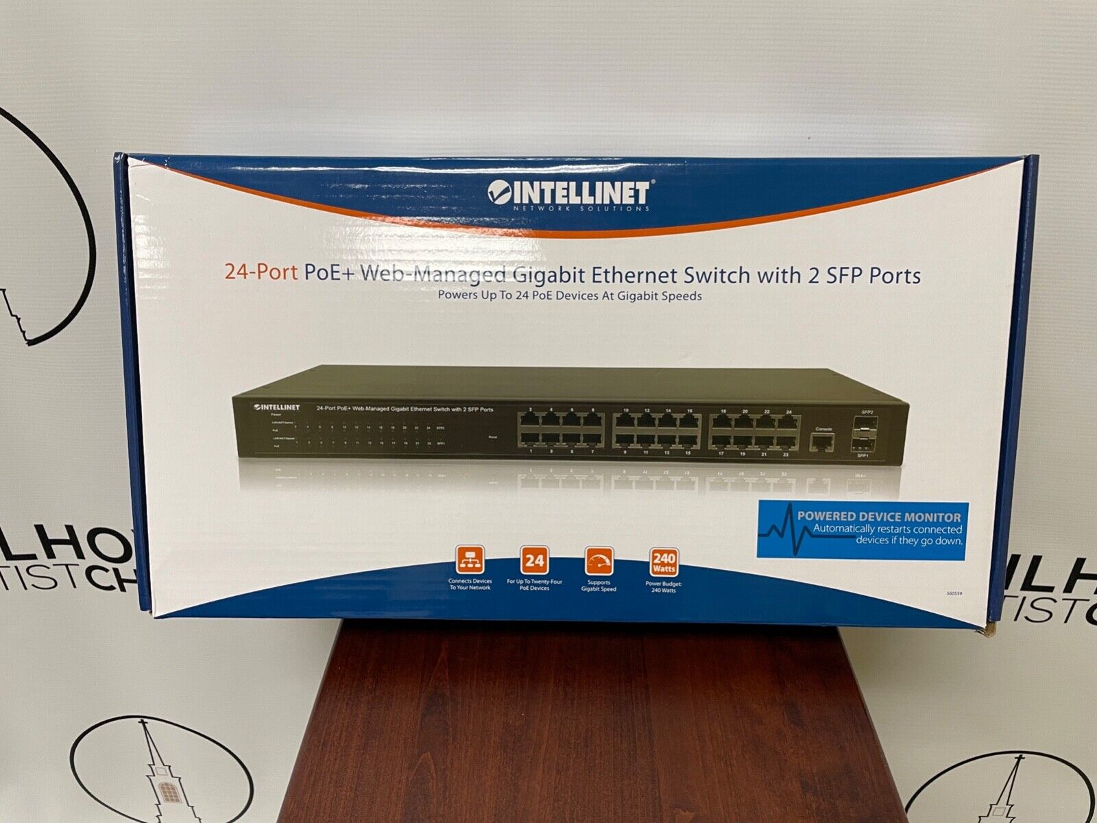 Intellinet 24-Port PoE+ Web-Managed Gigabit Ethernet Switch with 2 SFP Ports