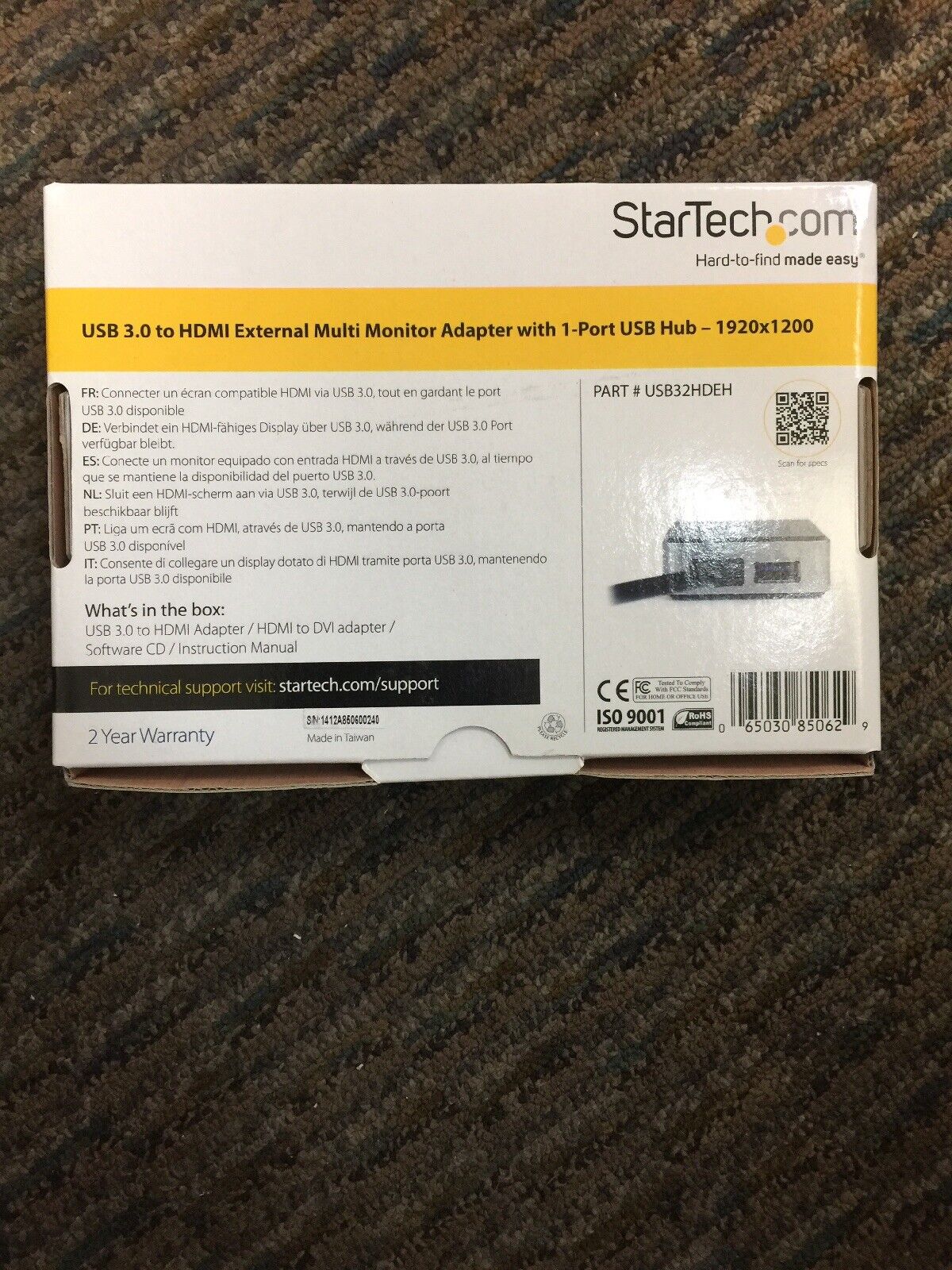 StarTech Video Card Multi-Monitor Adapter - USB 3.0 to HDMI (USB32HDEH) NEW NIB