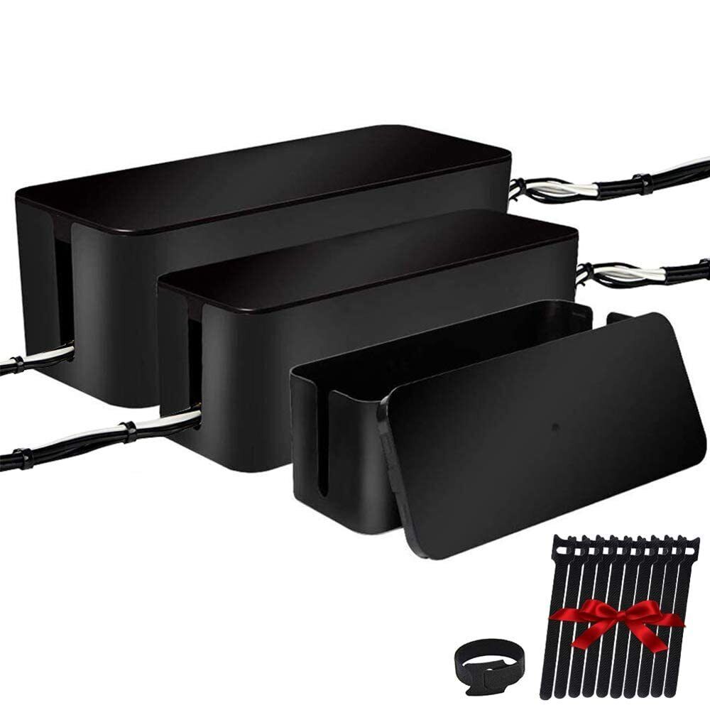 [Set of Three] Cable Management Boxes Organizer, Large Storage Wires Keeper H...