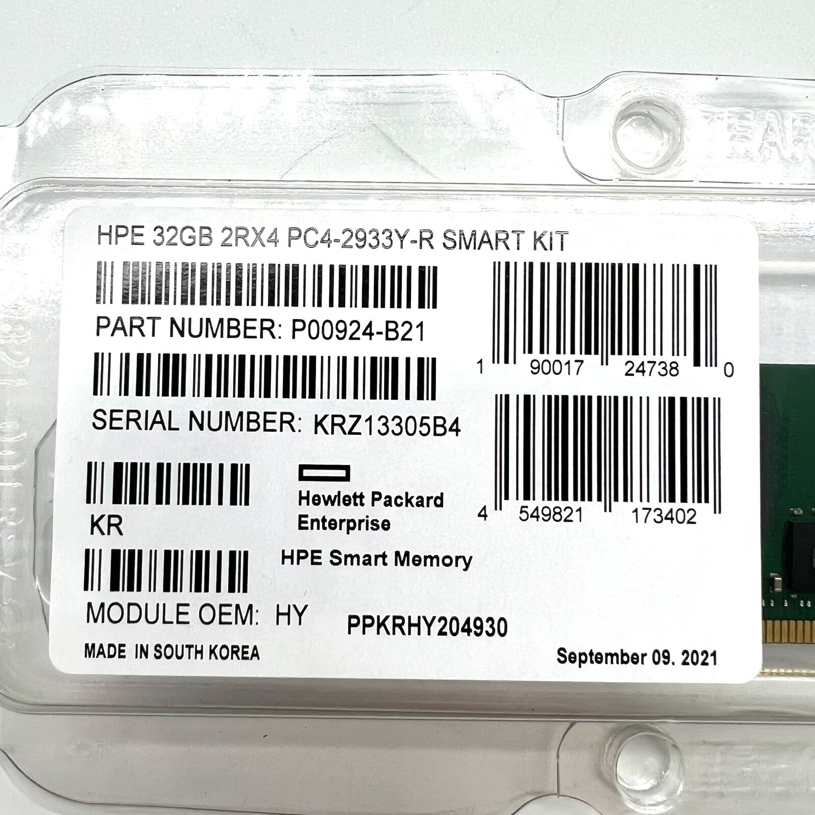 NEW HPE P00924-B21 P06189-001 P03052-091 2RX4 32GB DDR4 PC4-2933Y ECC RAM Memory