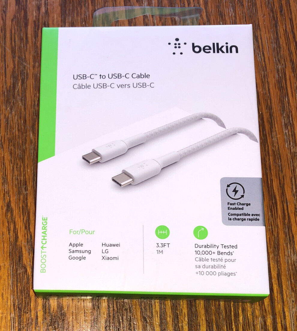 BELKIN COMPONENTS CAB004BT1MWH BRAIDED USBC TO CABLE 1M WHT