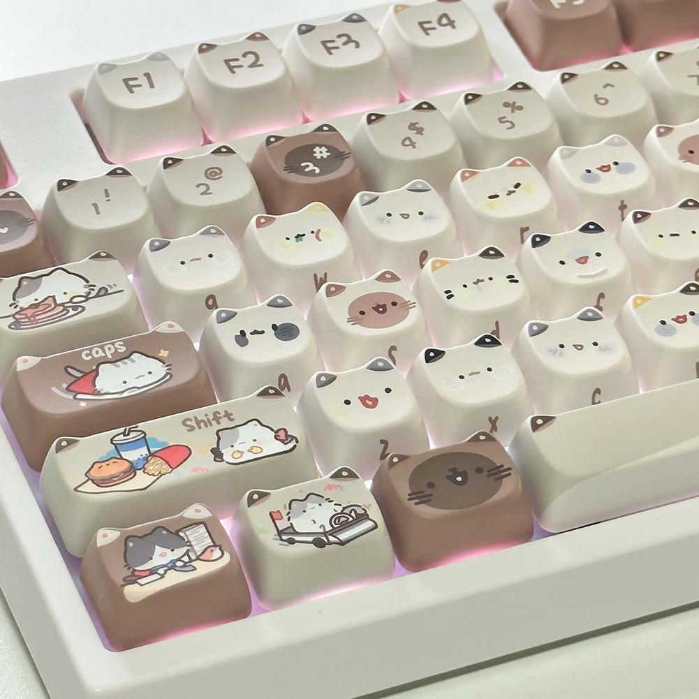 Cute Cat Keycaps PBT MAO Profile 61-108 Key Caps Japanese Sub For MX  Sales