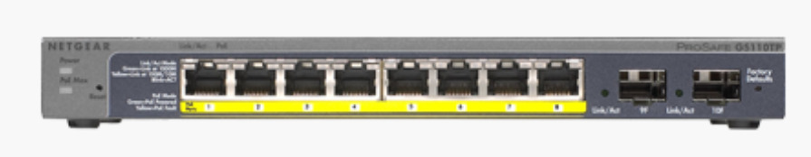 Netgear ProSafe GS110TPv2 10-Port Managed Gigabit POE Switch with SFP Uplinks