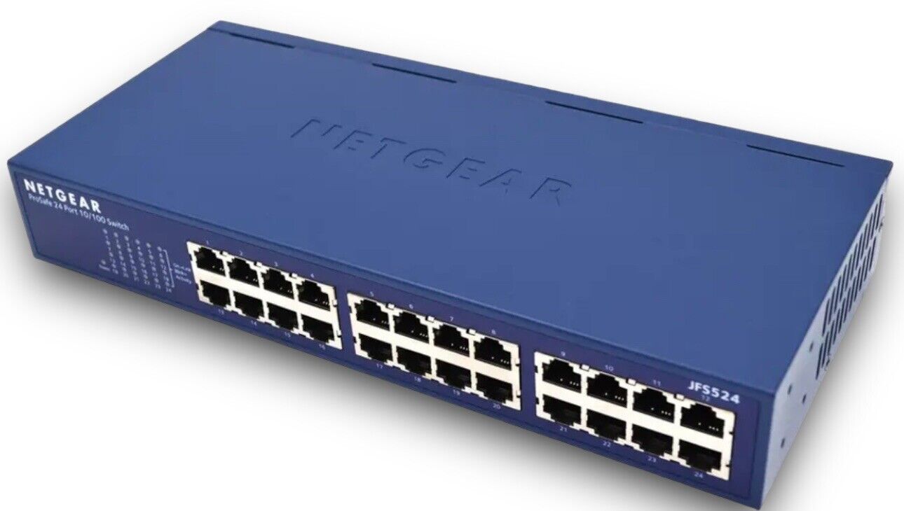 NetGear Unmanaged 1U IPMI ProSafe JFS524 24 Port 10/100Mbps Ethernet Switch NIB