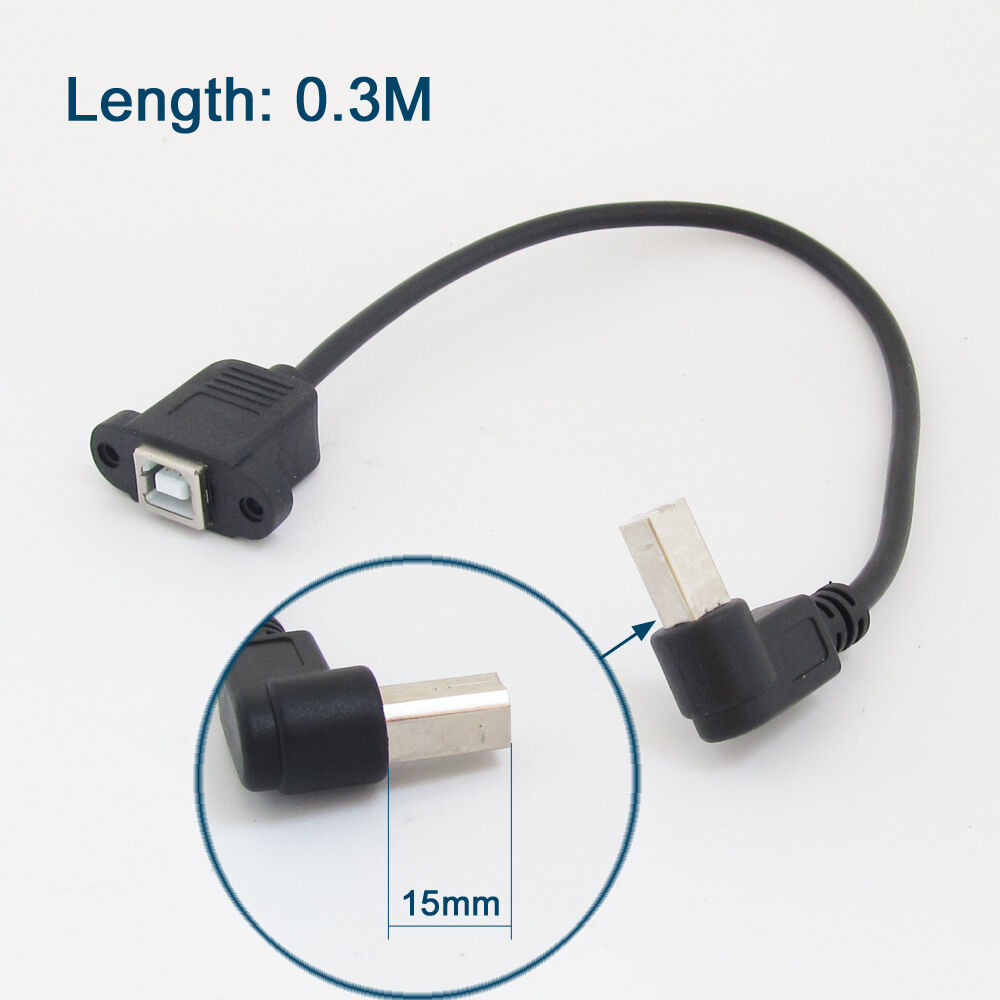5pcs 30cm Printer Scanner Extension B Cable Right Angle Male to Female Screw
