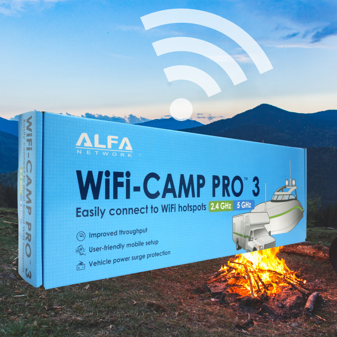 Alfa WiFi Camp Pro 3: R36AH Router + Dual Band Outdoor Antenna Repeater KIT RV