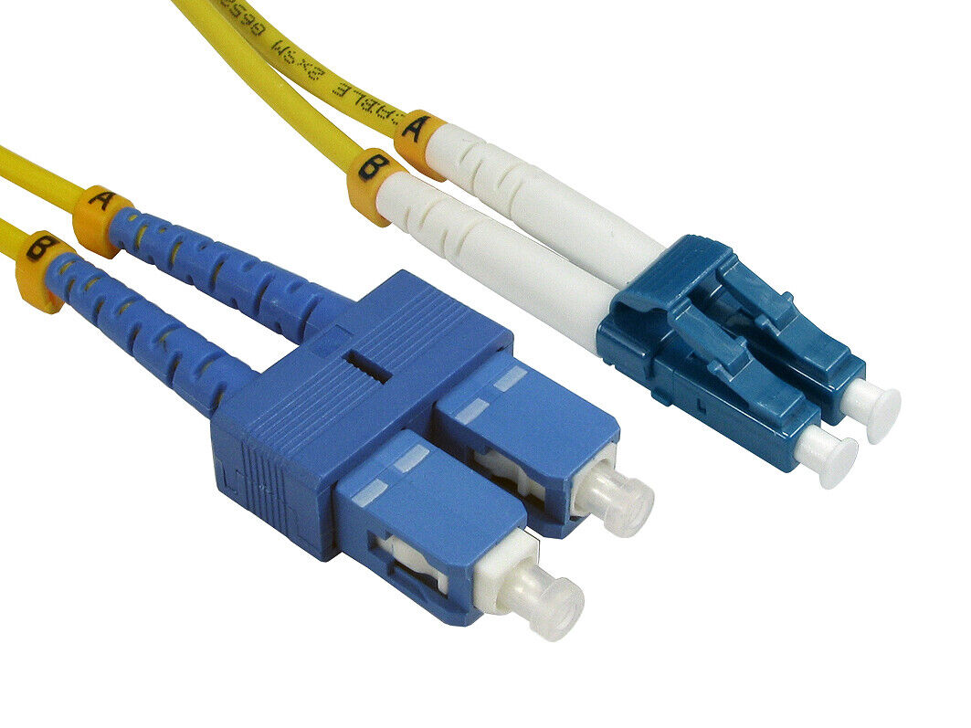 20 PACK LOT 30m LC-SC Duplex 9/125 OS2 Singlemode Fiber Cable OFNR Yellow 100FT