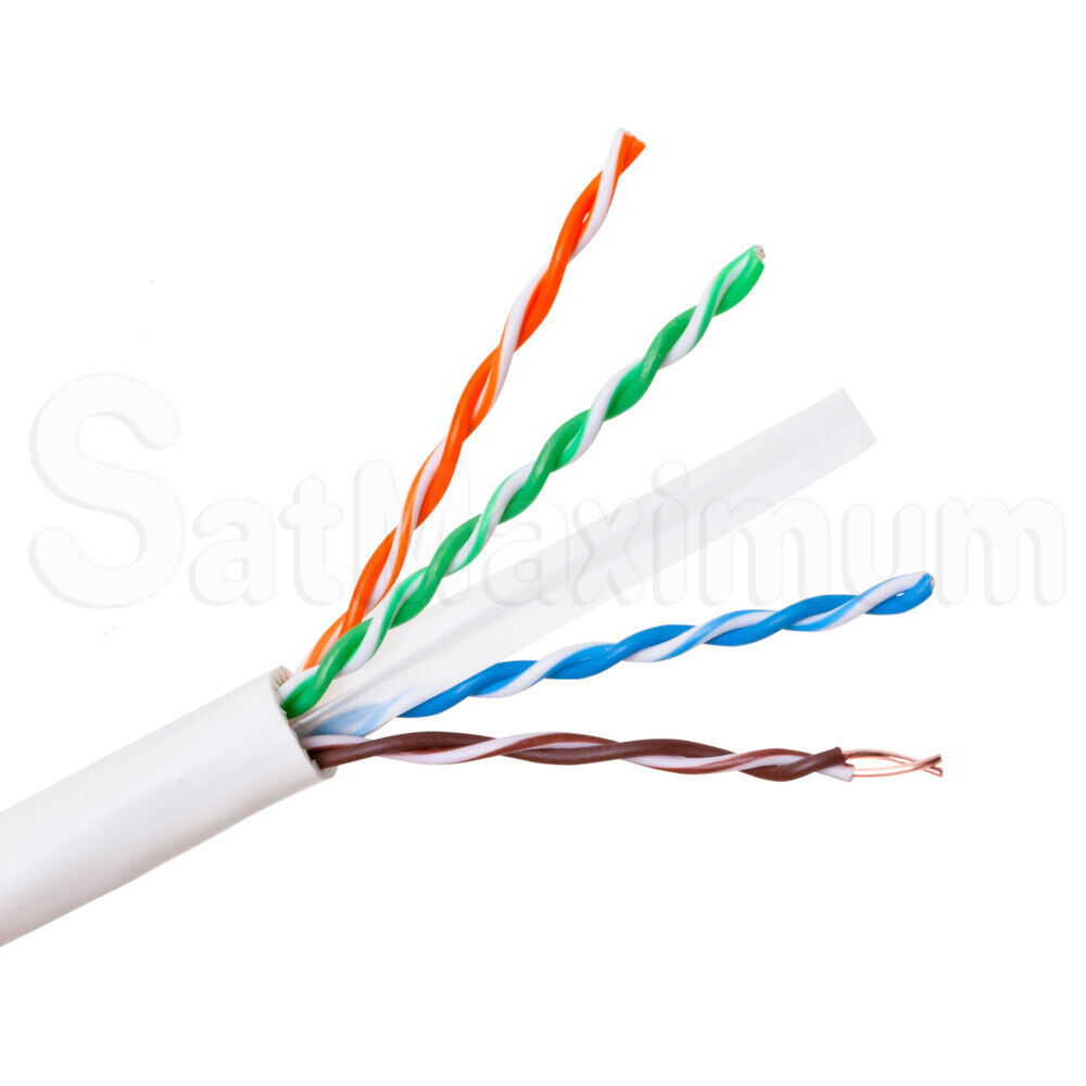 Cat6A UTP 1000ft Solid Copper Ethernet Cable 23AWG Network - WHITE BLACK BLUE