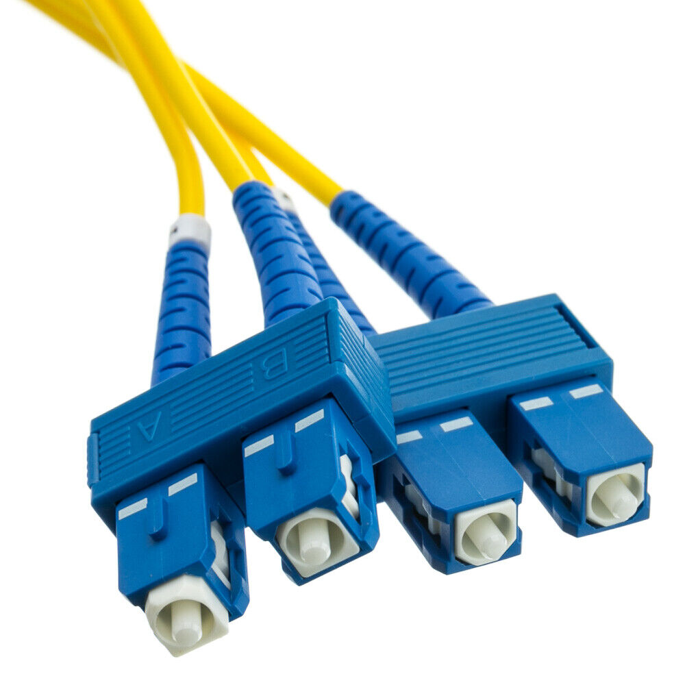 15 PACK LOT 1m SC-SC Duplex 9/125 OS2 Singlemode Fiber Cable OFNR Yellow 3FT