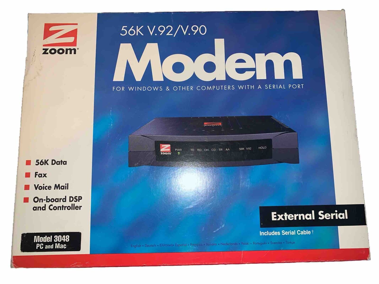 New Zoom model 3048 56K V.92/V.90 Modem for Windows & Mac w/ Serial Port