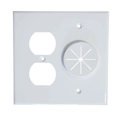 Midlite DR2G-GR10-WH Duplex Receptacle and Wireport Plate with Grommet*Open Box*
