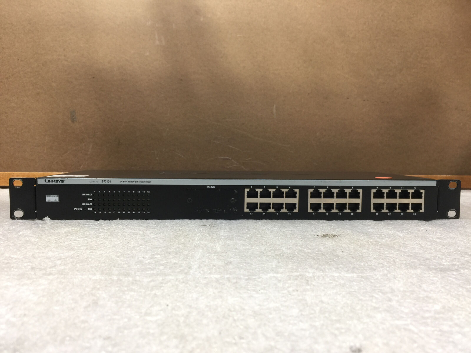 Linksys by Cisco EF3124 24-Port 10/100 Ethernet Switch, NO PWR CORD -TESETED