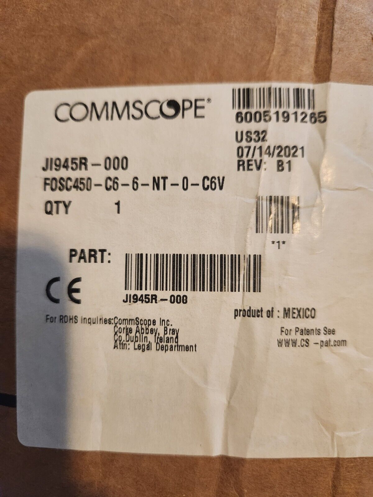 CommScope FOSC450-C6-6-NT-0-C6V Fiber Optic Splice Closure JI945R-000