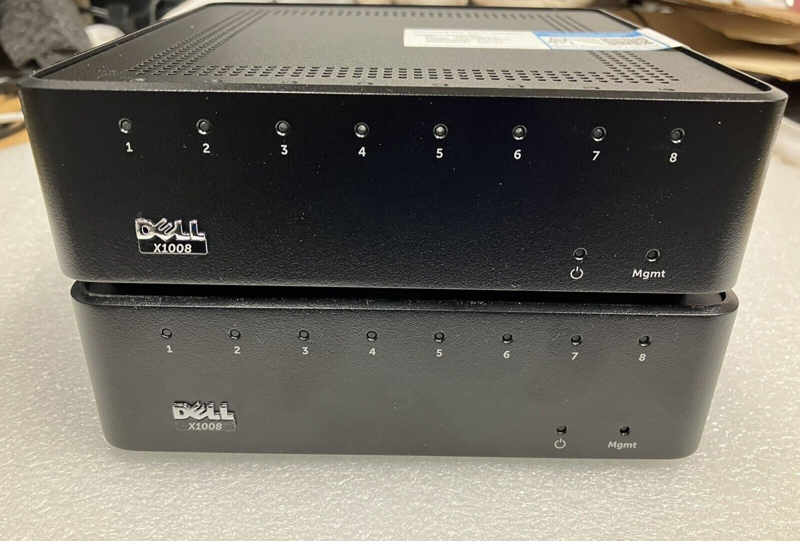 ~Lot of 2 Dell X1008 E08W001 8-Port Managed Ethernet Networking Switch + Adapter