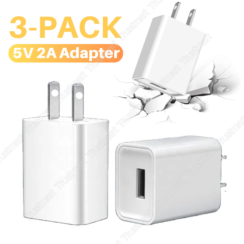 3Pack Wall Charger USB Power Adapter Charging Plug 5V-2A For iPhone iPad Samsung
