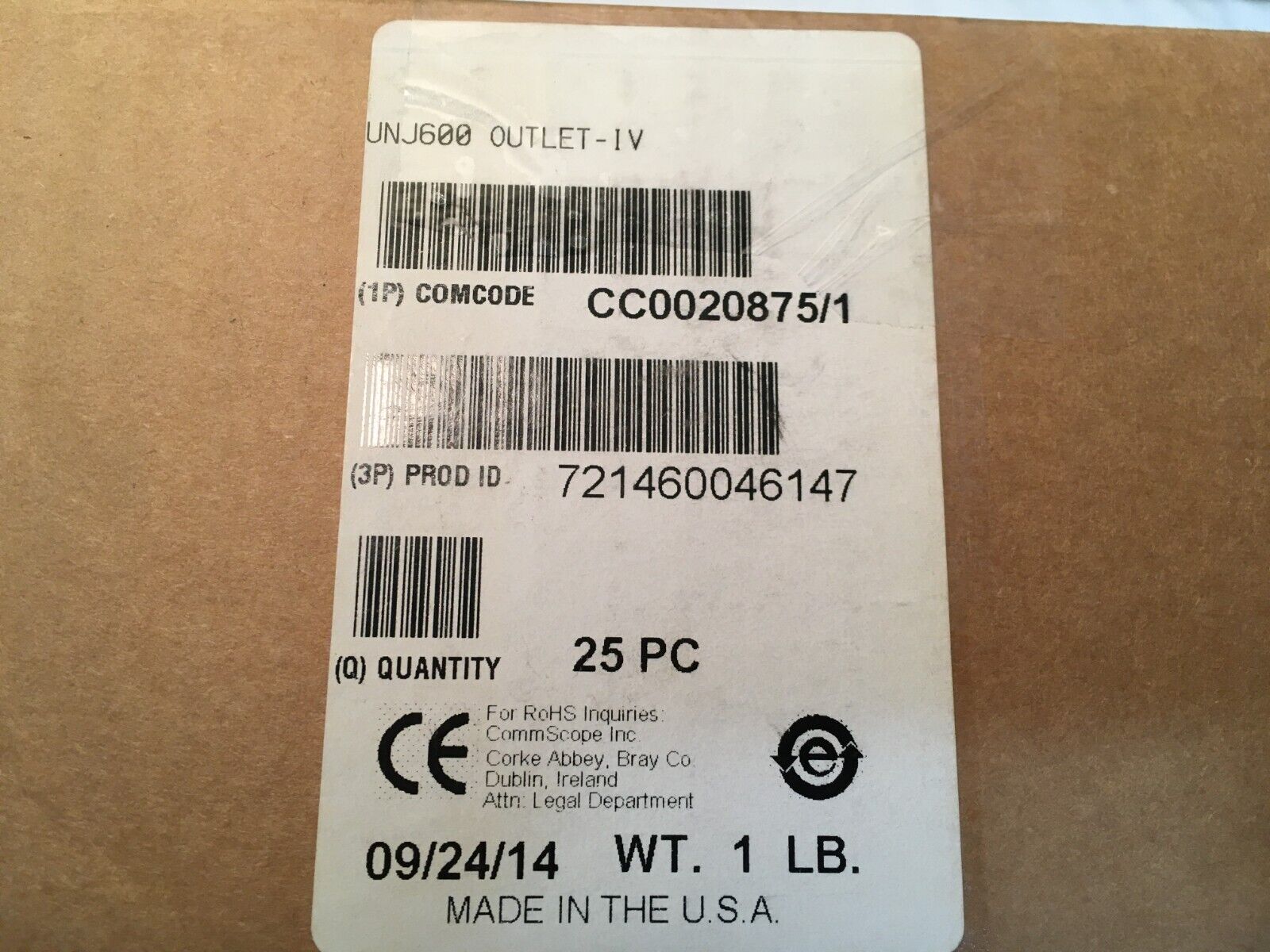 Box of (25) Commscope UNJ600 Outlet Ivory Uniprise Modular Jack Category 6