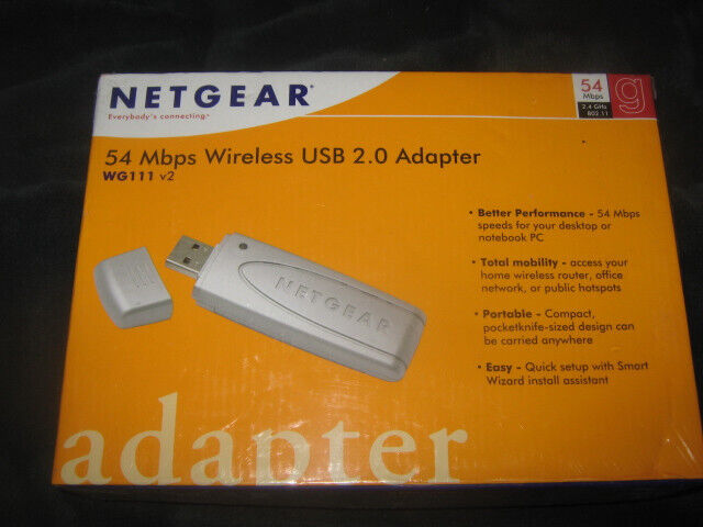 NetGear 54 Mbps Wireless USB 2.0 Adapter - WG111V2 - New, Sealed Package