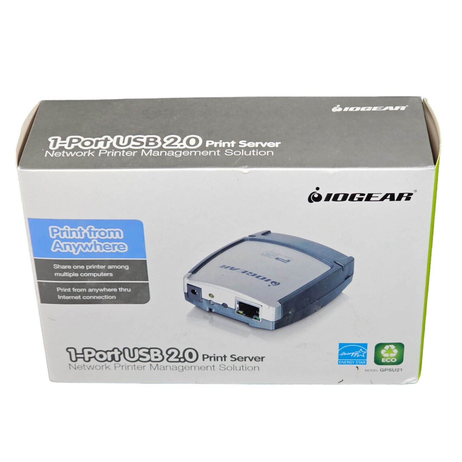 IOGEAR 1-Port USB 2.0 Print Server GPSU21
