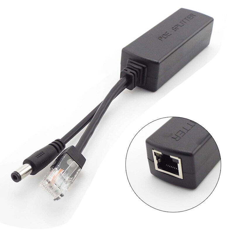 48V to 12V POE Injector Power Adapter Over Ethernet Splitter Cable for IP Camera