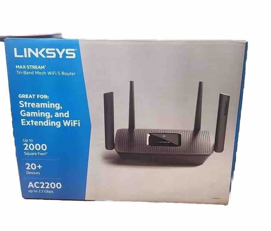 Linksys Max-Stream Tri-Band Mesh WiFi 5 Router-AC2200.  See Description