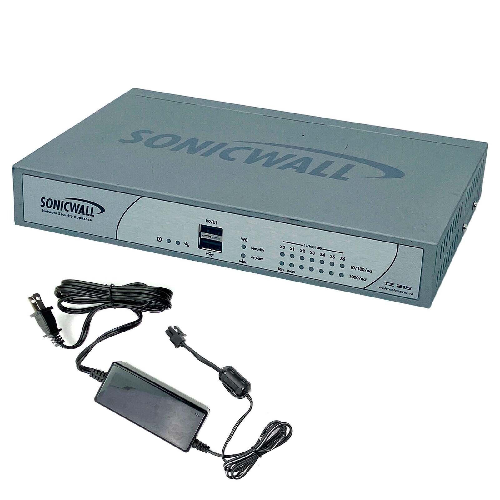 SonicWall TZ 215W Firewall Network Security Appliance APL24-08F w/Adapter