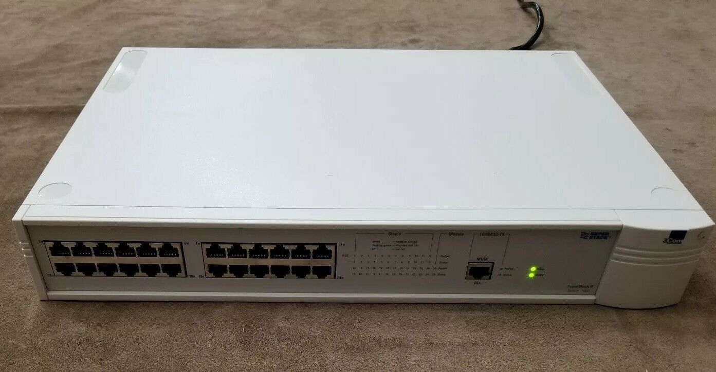 3Com SuperStack II 1000 - 24 Port Ethernet Switch 3C16900A w/ Power Cord