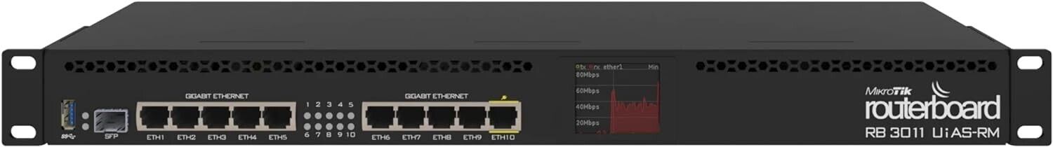 NEW Mikrotik RB3011UIAS-RM RouterBOARD 10xGigabit Ethernet, USB 3.0, LCD